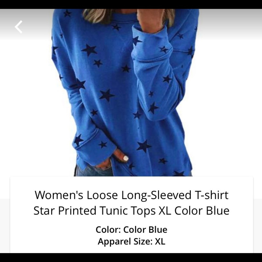 NWT Women’s loose long sleeves T shirt stars tunic. Adorable!